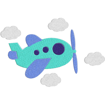 Matriz de Bordado Avião com Nuvens 